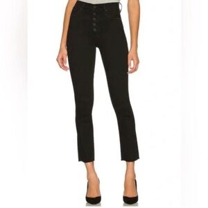 MOTHER jeans ankle fray in Pixie Dazzler black denim